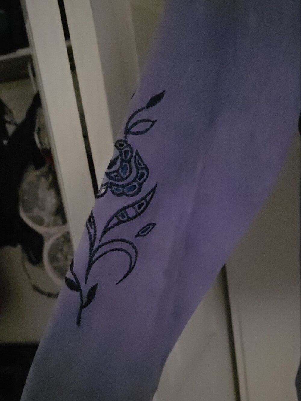 Victor Costa Lavender Suede Jacket with Black Floral Embroidery - Picture 6 of 11